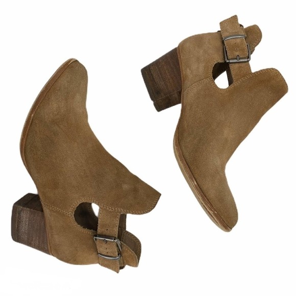 Franco Fortini Niki Tan Cut Out Buckle Booties Size 6 - Picture 3 of 8